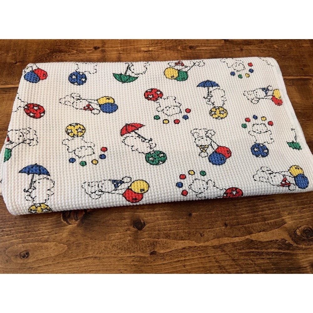 CARTERS BABY LOVEY BLANKET WAFFLE THERMAL VINTAGE circus teddy bears balloons